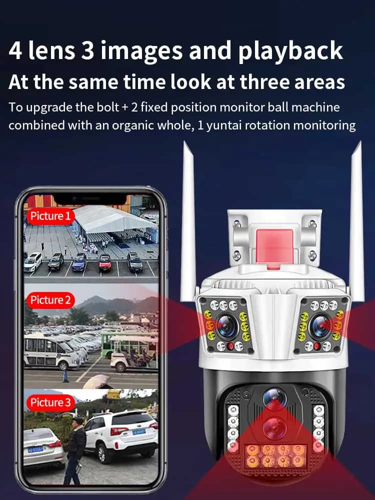 8MP 4 lenti 3 immagini IPC360Home APP Telecamera dome IP PTZ wireless a colori AI Rilevazione umanoide Sicurezza domestica CCTV Baby Monitor