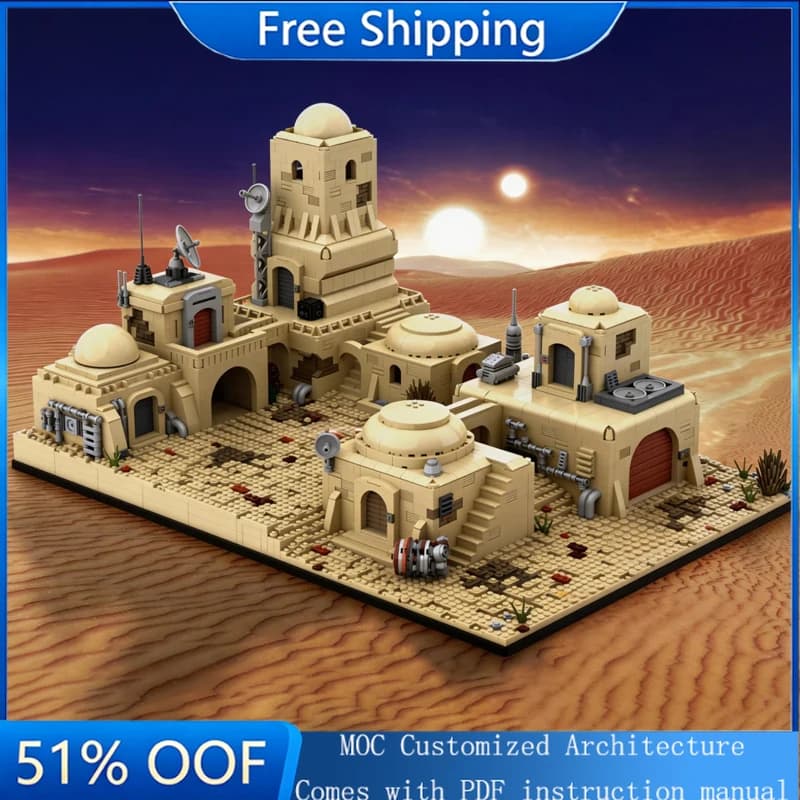 4298 PCS Customize Tatooine Mmall Tavern Retro Construction MOC Building Block Model Children Diy Educational Toys Birthday Gift