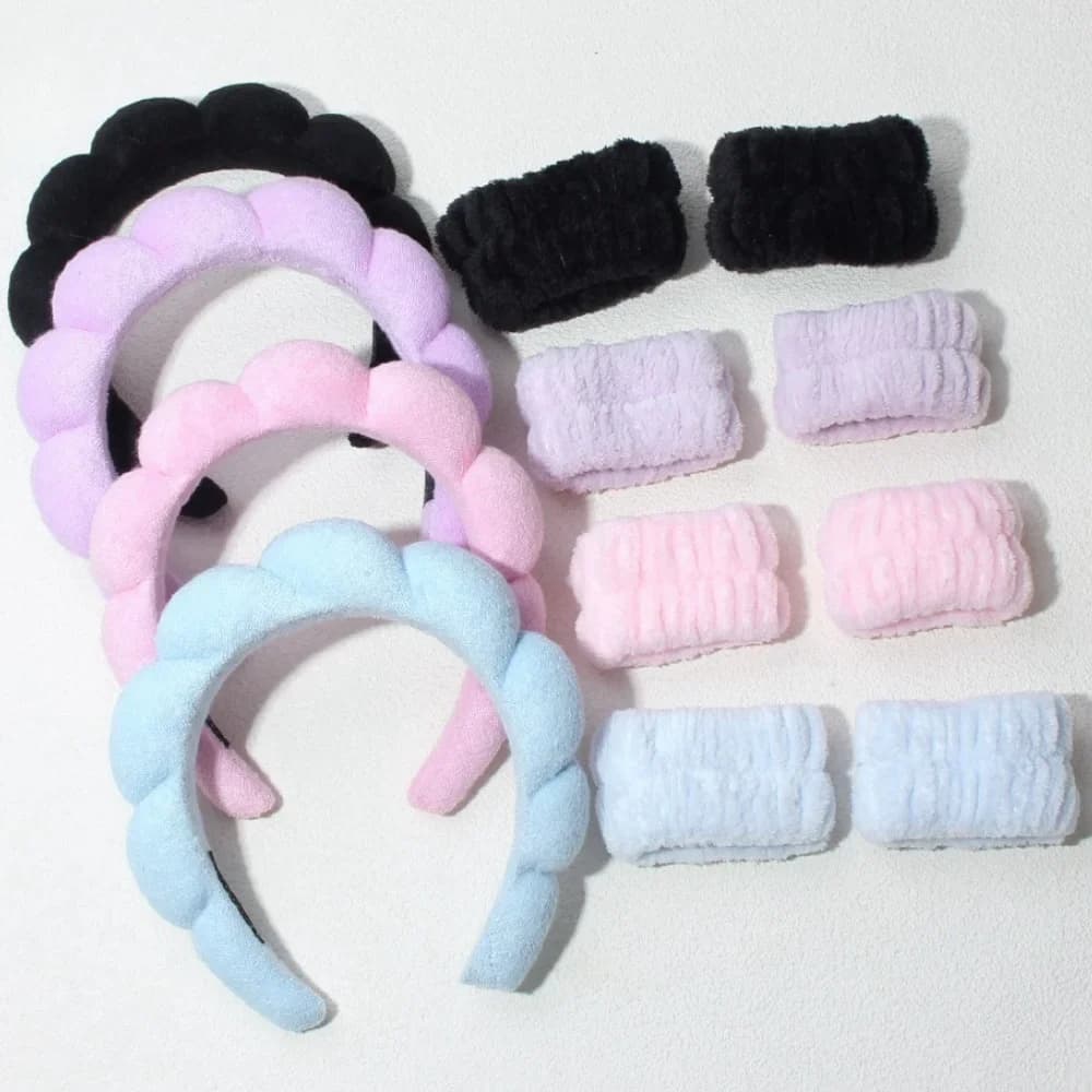 3 pcs for washing face for women sponge strap wrist strap makeup soft bubble band for hair accessories for girls headdress