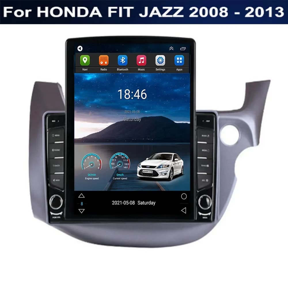 For Tesla Style 2 Din Android 14.0 Car Radio For HONDA FIT JAZZ RHD 2008 - 2013 Multimedia Video Player GPS Stereo Carplay DSP