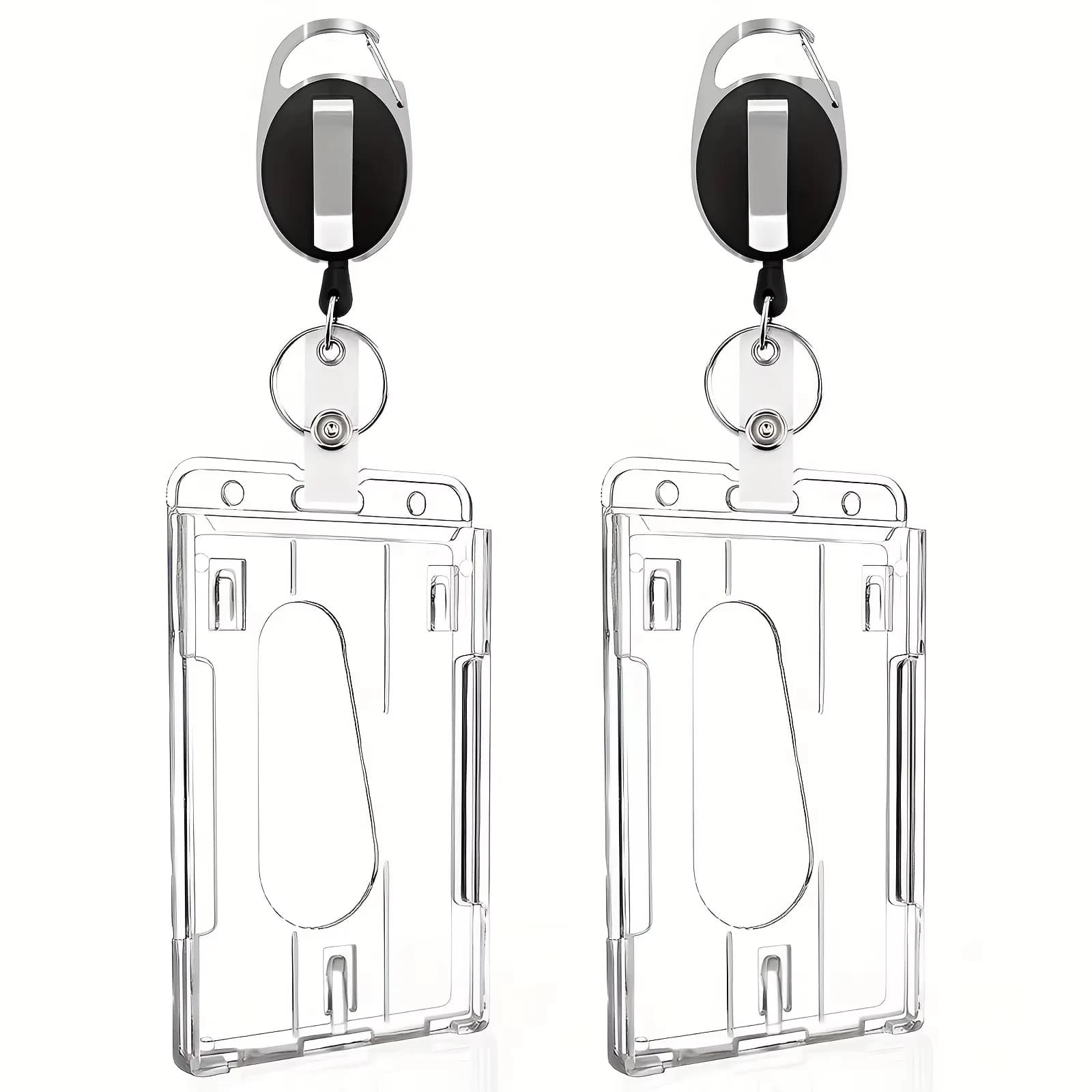 Portabadge resistenti da 2/4 pezzi con clip retrattile - Custodie trasparenti antigraffio per carte d'identità e portachiavi per studenti, carte bancarie