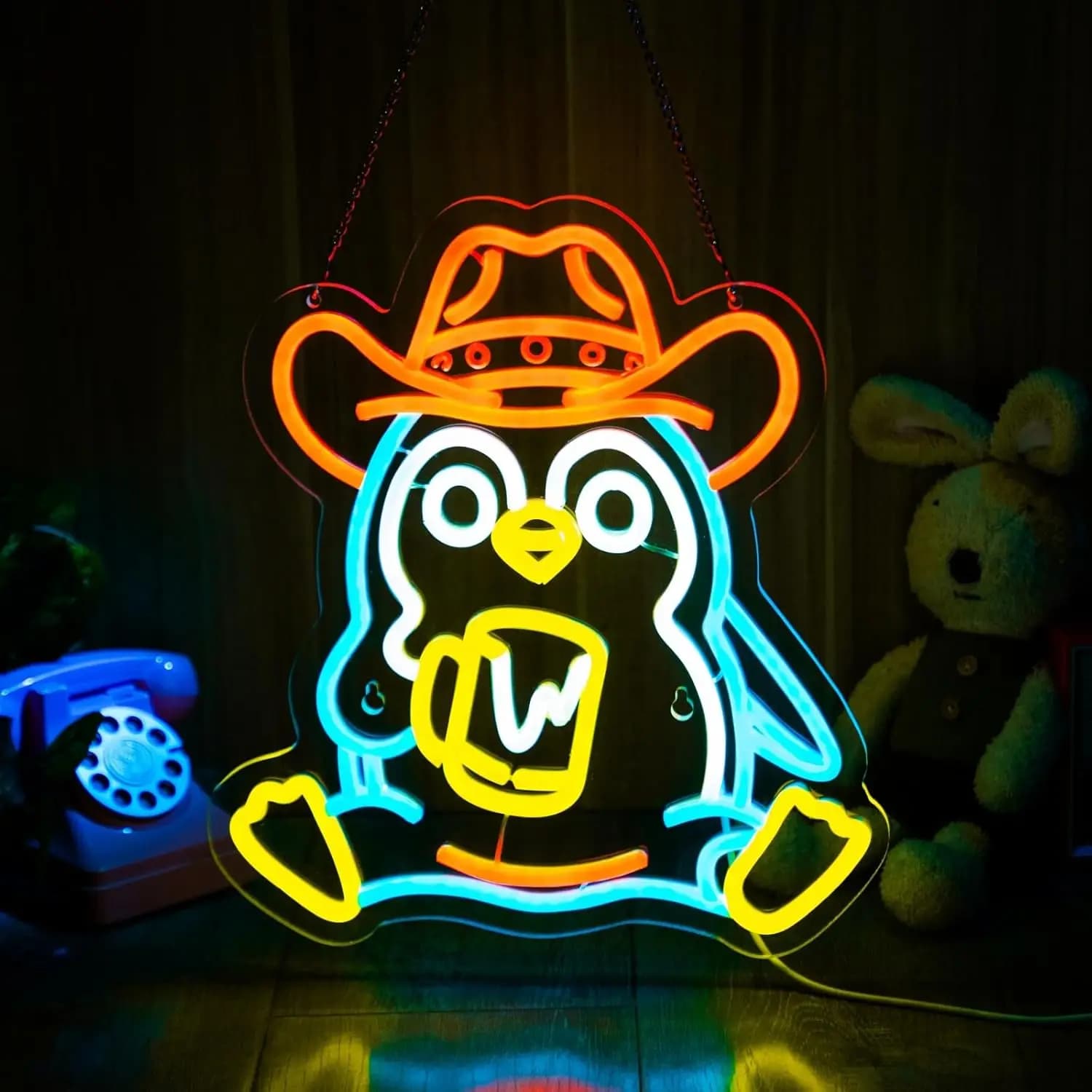 Penguin Neon Sign USB Powered Led Light for Kid Room Pet Shop Birthday Party Gaming Room Bedroom Decoration Gift Art Wall Light