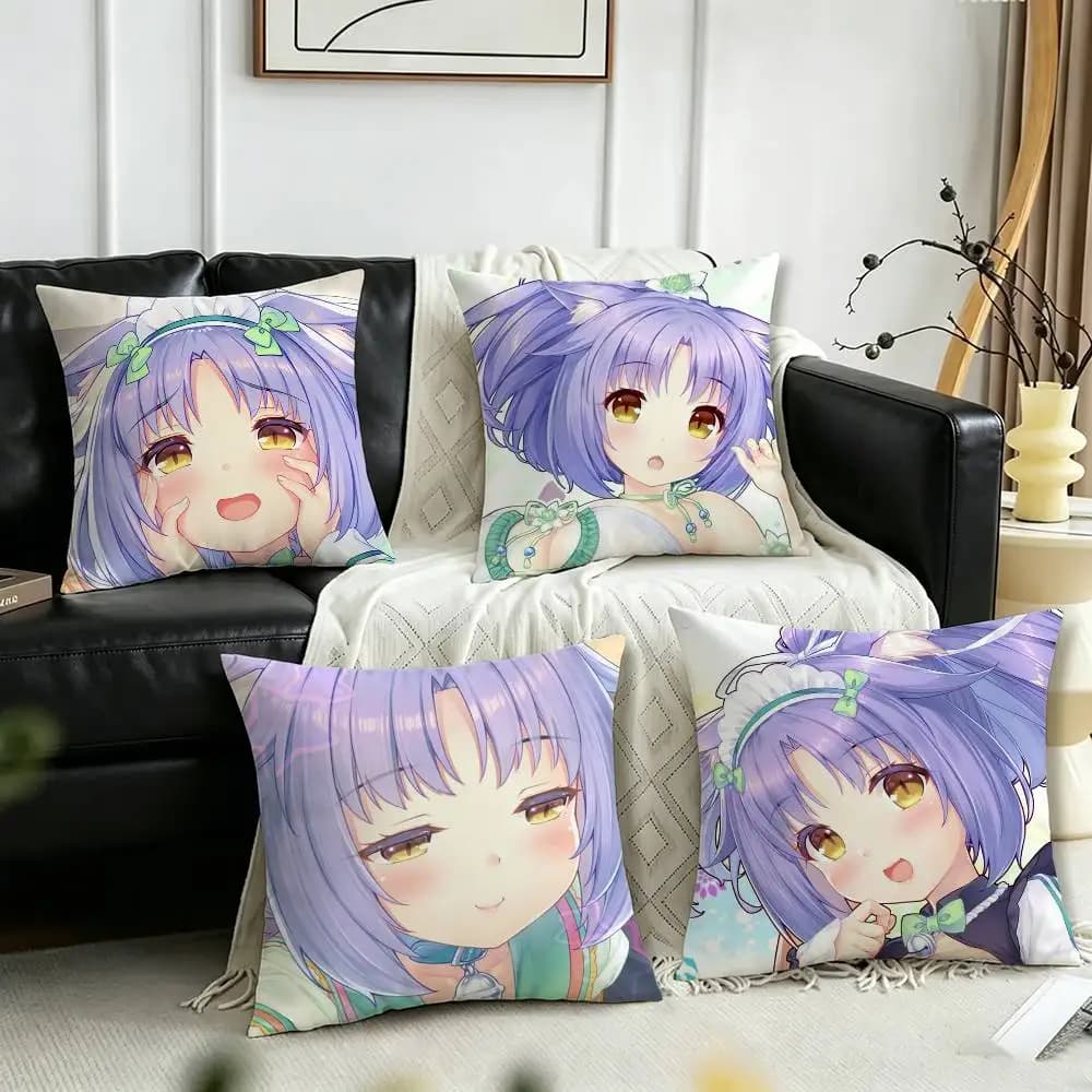 C-Cinnamon NEKOPARA Pillow Case Pattern Printed Pillowcase For Living Room Sofa Cushion Cover