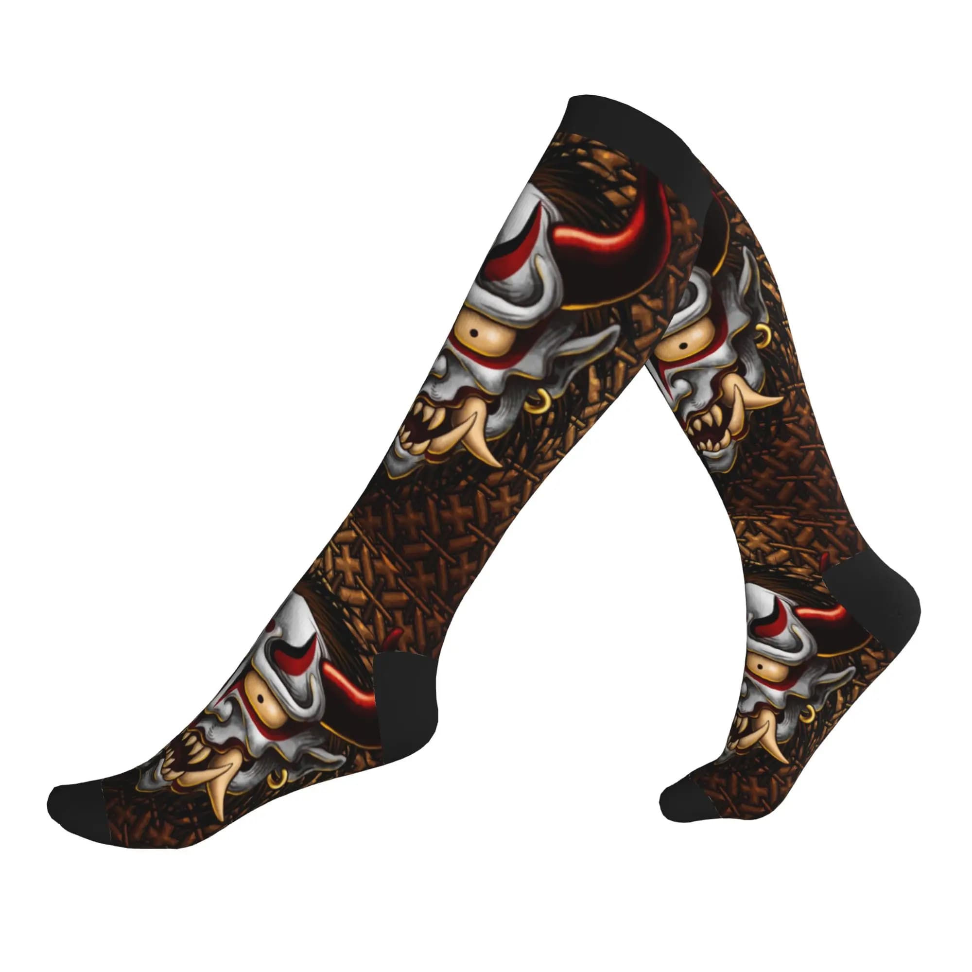Awesome Samurai Gold Men's Sports Compression Socks Unisex Novelty Japan Oni Demon Spring Summer Autumn Winter Dress Socks