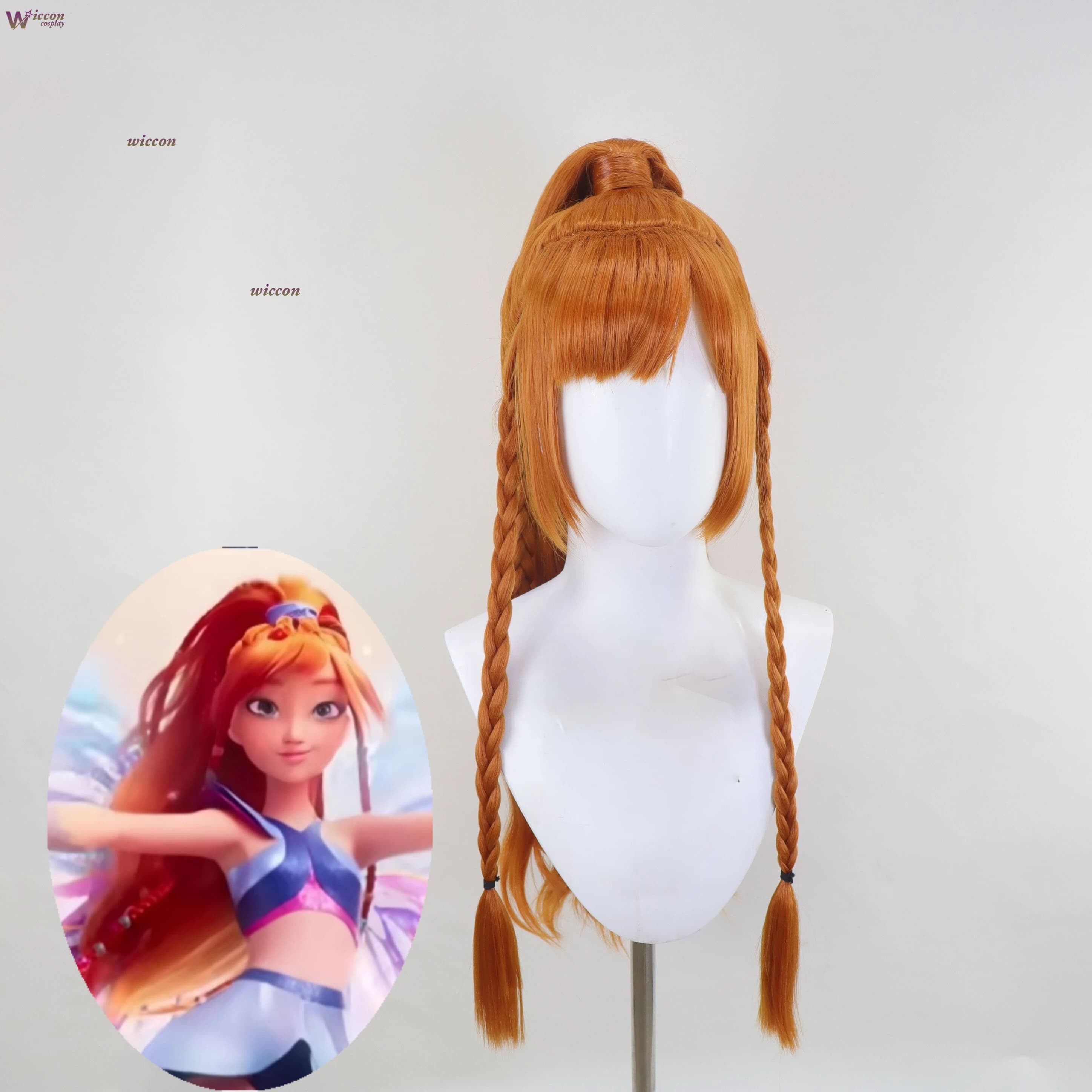 Cos Room Store Winks Anime Club Cartoon Princess Bloom Parrucca Cosplay Fatta a Mano 2026 NUOVA Stile Coda di Cavallo Arancione Capelli Resistenti al Calore