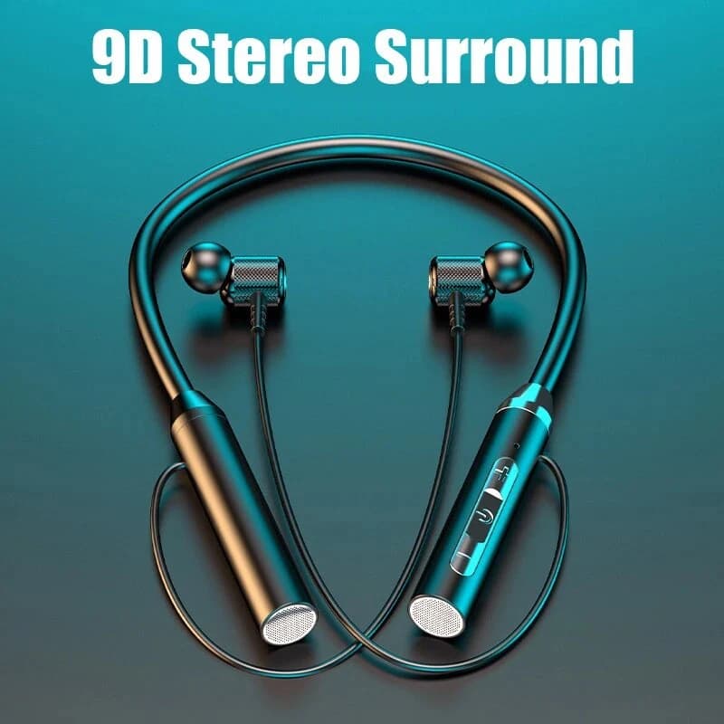 9D Wireless Bluetooth Earphones Neckband Headphones Gaming Stereo Sports Headset Halter Waterproof Magnetic Earbud LED Display