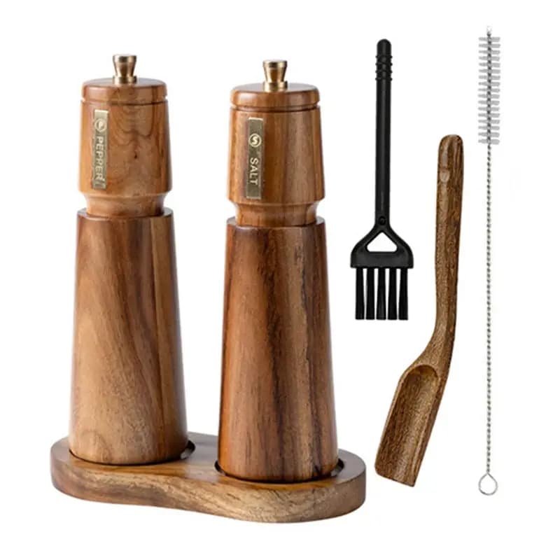 Set di macinapepe manuale in legno massello da 8 pollici, mulini per sale e pepe smerigliatrice multiuso per spezie per la cucina domestica