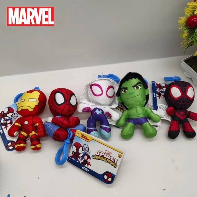 Ciondolo Peluche Marvel Spider-Man Iron Man Hulk Black Panther Avengers Supereroi Divertenti Accessori per Zaino Regali per Amici