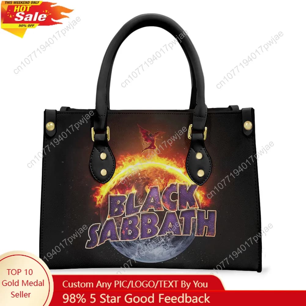 Borsa tote Black Sabbath Rock Band Borsa da donna da uomo con testo personalizzato Immagine Borsa in pelle PU Borse regalo per lo shopping aziendale