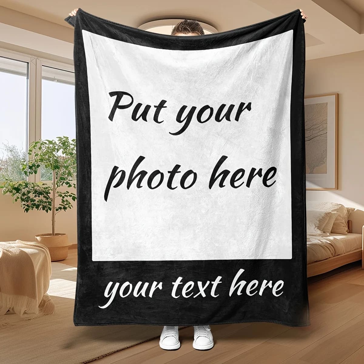 Personalized Custom Blanket with Photo - Unique Gift for Boyfriend Birthday Girls Dogs Guest Celebration Soft Comforter Throw