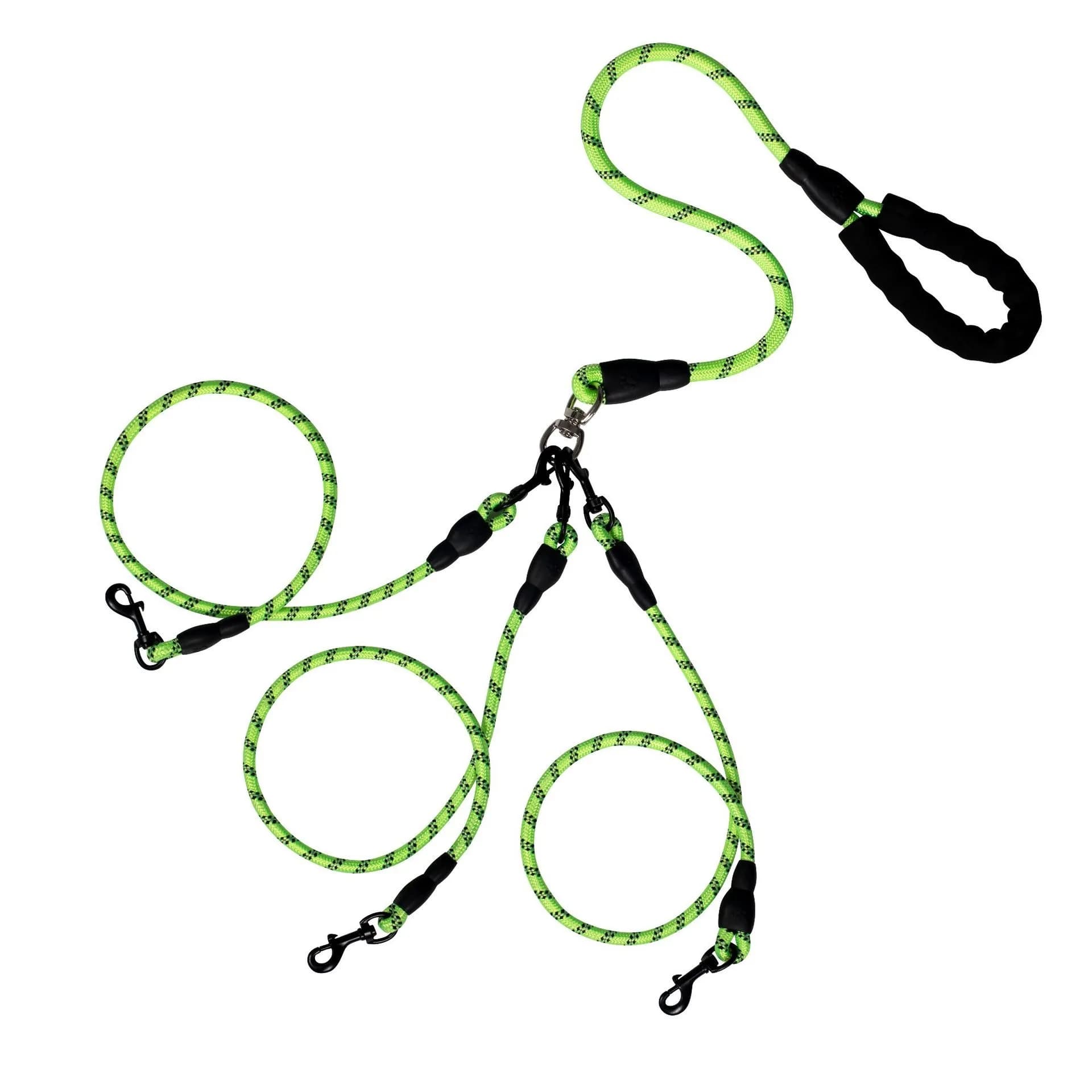 Guinzaglio per cani da uno a tre, guinzaglio da passeggio per cani multi-testa anti-abbigliamento, guinzaglio per cani esteso a doppia testa con corda rotonda in nylon
