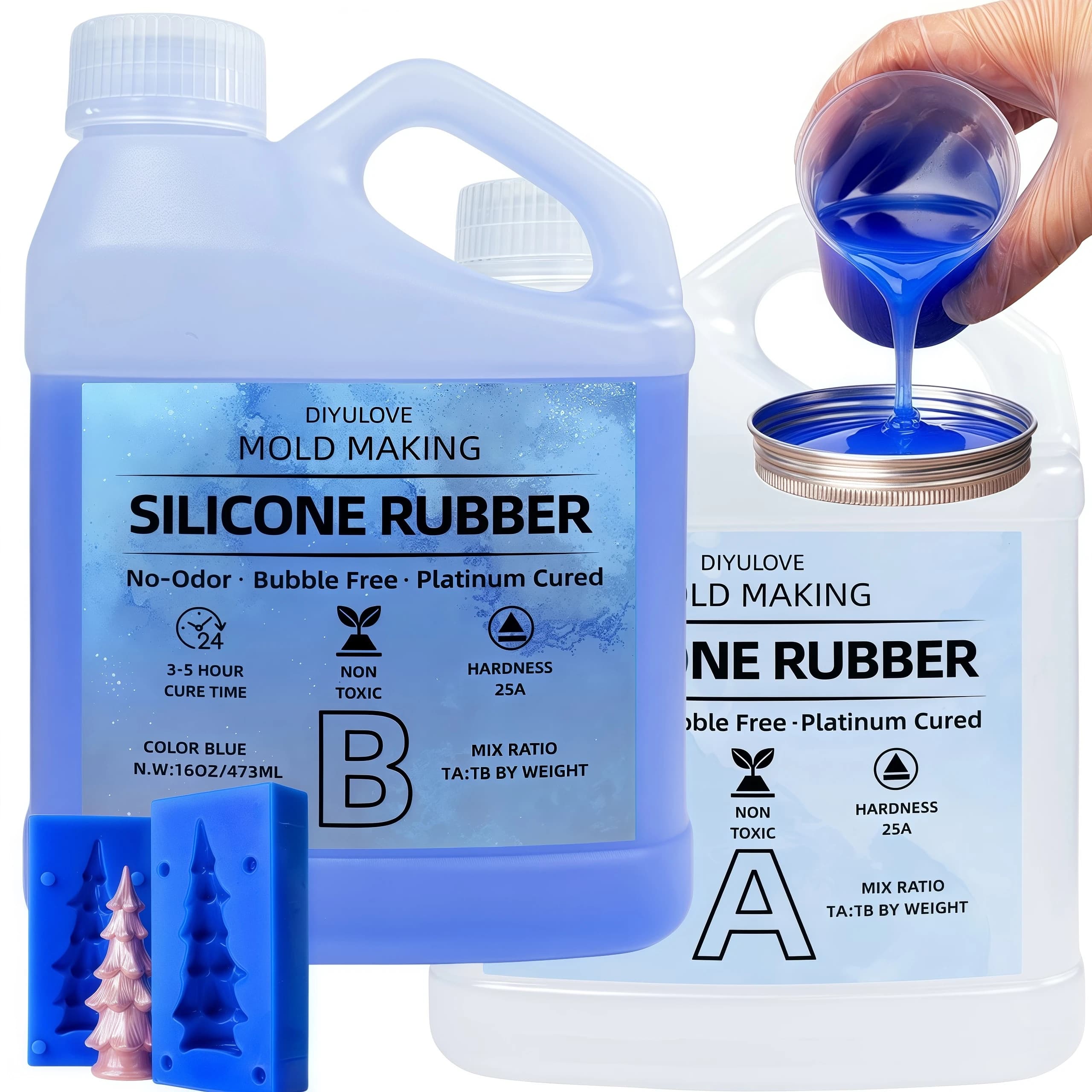 Kit di Stampi in Gomma Siliconica Viola – Non Tossico, Altamente Elastico. Cura rapida in 4 ore, ideale per stampi 3D, in resina e in silicone.