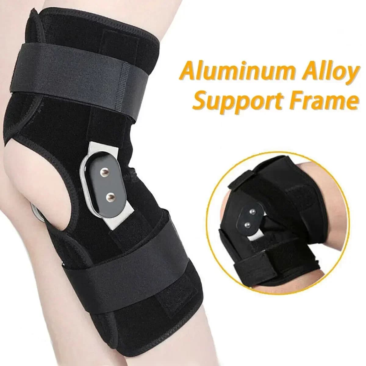 Supporto per ginocchio fitness a doppia cerniera in alluminio Cintura per rotula Nastro per fasciatura elastica Cinturino sportivo Protezione per ginocchiera Sport da calcio