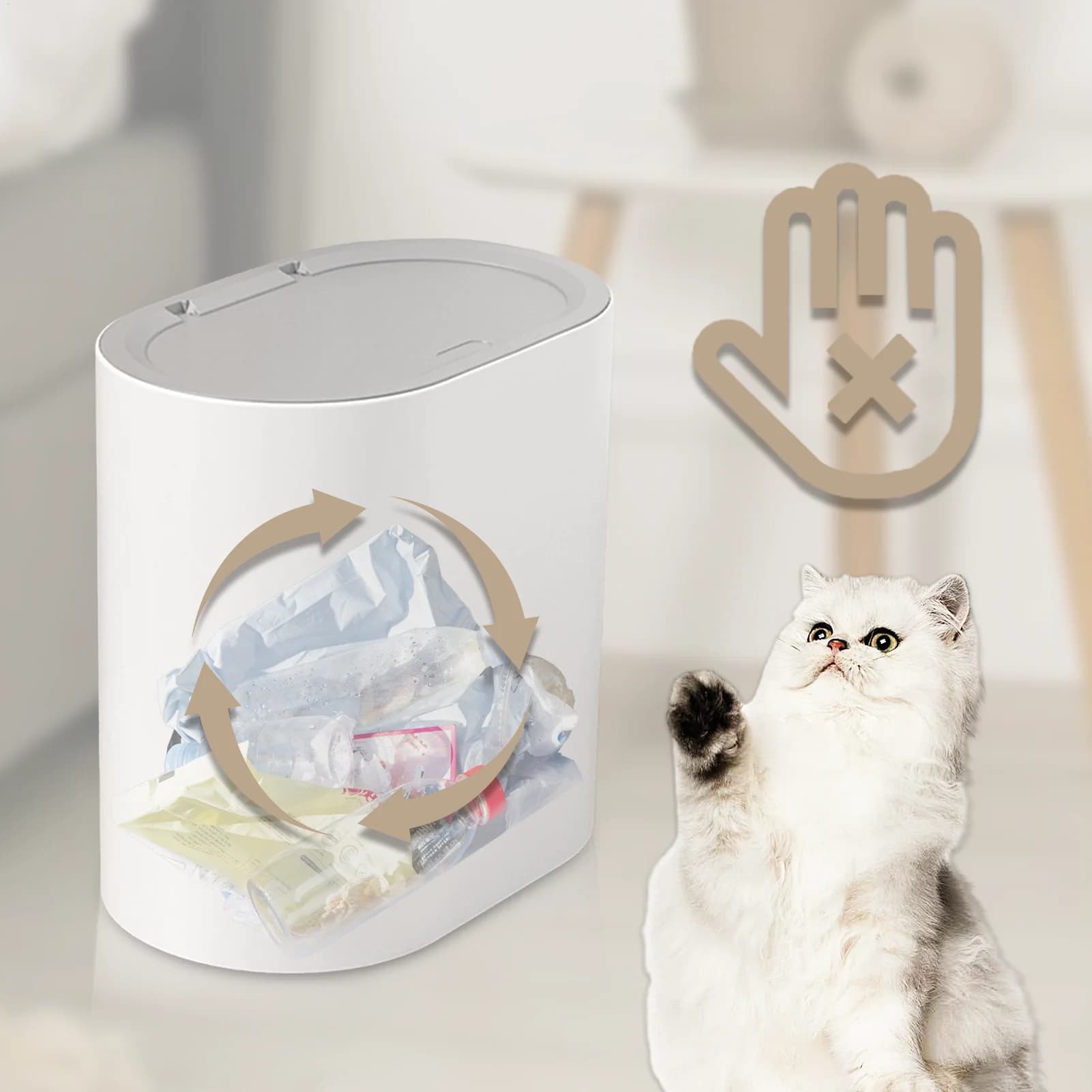 Cestino per Rifiuti da Bagno con Coperchio, Cestino Domestico a Fessura Stretta, Elegante Cestino per Rifiuti da Cucina e Bagno con Coperchio a Pressione