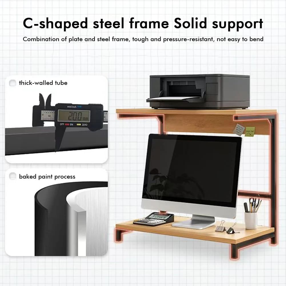 Support for Monitor 2 Levels, Stand for Printer, Desk Organizer with Storage Room