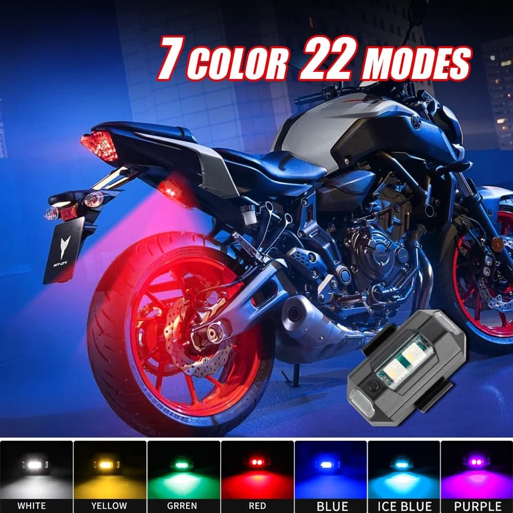 1PC 7 colori Mini USB di ricarica LED anti-collisione moto bicicletta luce 5V drone luci stroboscopiche lampeggiante segnale di avvertimento