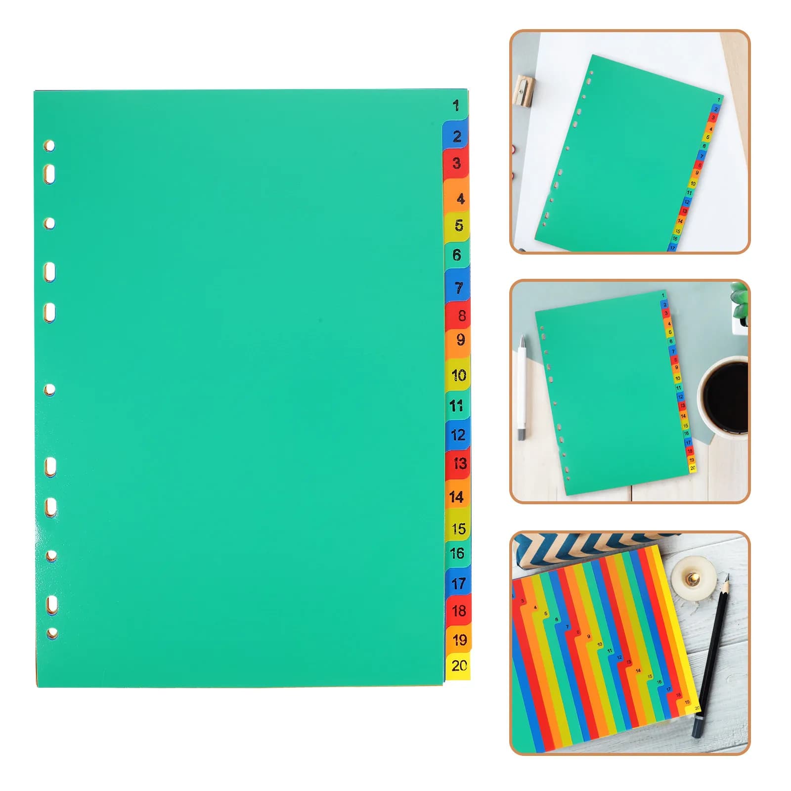 20 divisori robusti in plastica per quaderni con etichette scrivibili, organizer per raccoglitori, agenda, file, libri, indice classificato