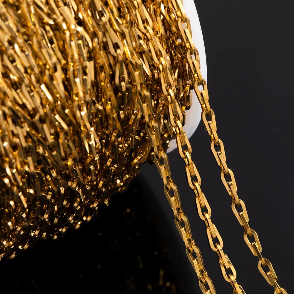2Meters 1Meter Stainless Steel Gold Color Necklace Chain For Bracelet Anklet Jewelry Making DIY Components Bulk Chain Supplies