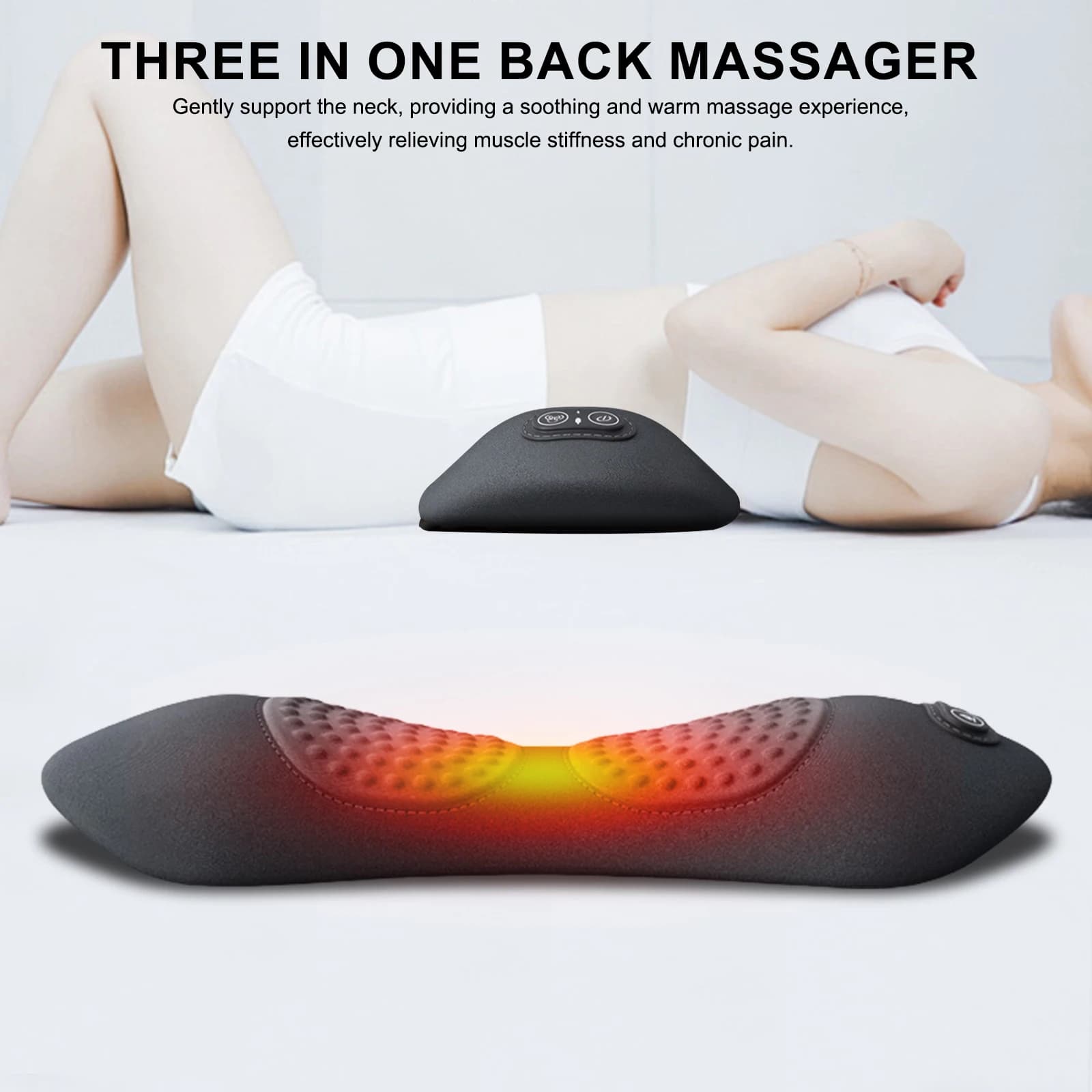 Okso 3-in-1 Massage Cushion for Pain Lift, Shiatsu Background for Spalle, Back and Life, Portable