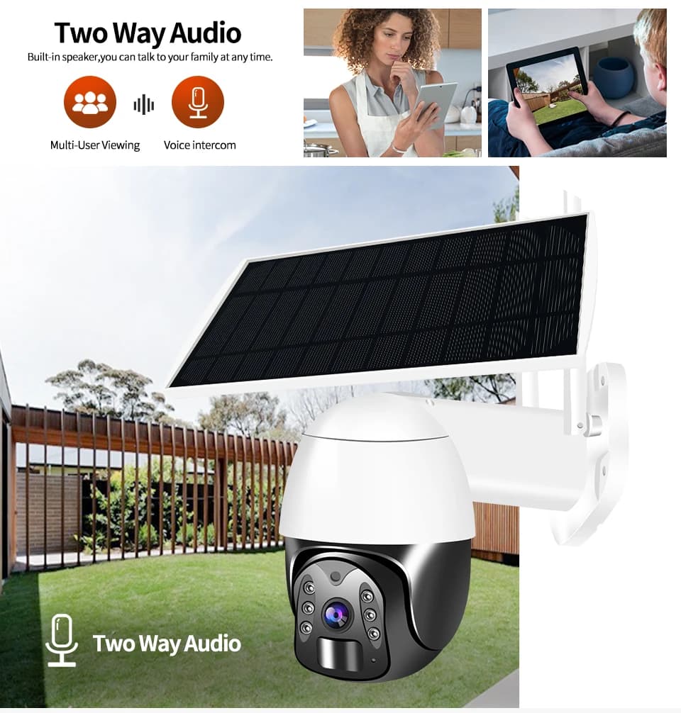 2MP 1080P Tuya APP 120 Gradi 4G/WIFI Telecamera IP di Energia Solare Senza Fili PTZ A Colori di Sicurezza Domestica Citofono CCTV Baby Monitor