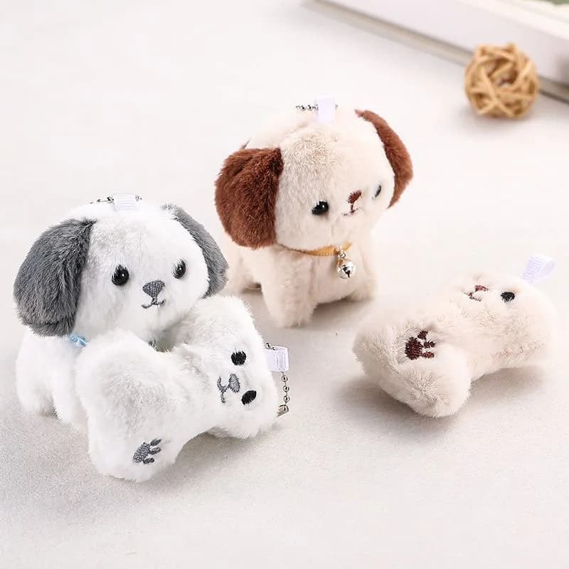 Cute Soft Plush Dog Keychain Stuffed Animal Toy Bag Pendant Car Key Ring Small Ornament for Birthday Holiday Gift Daily Kawaii
