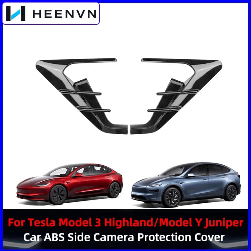 Heenvn Car ABS Side Camera Protection Cover for Tesla Model 3 Highland Model Y Juniper 2025 2026 Modification Decor Accessories
