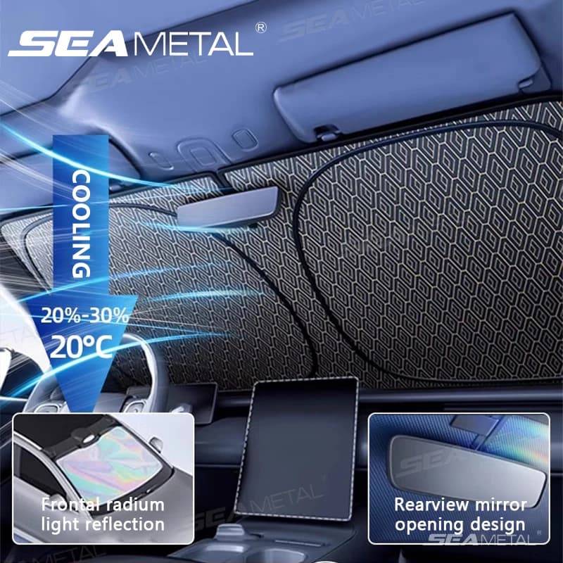 SEAMETAL 5 strati Parabrezza per auto Parasole Copertura Pieghevole Addensare Finestra anteriore UV Tenda parasole riflettente Copertura di protezione solare
