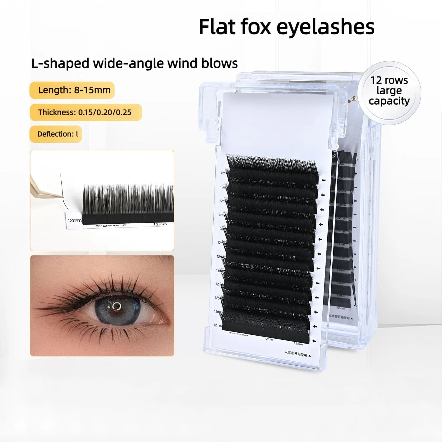 Faux L Curl Eyelashes, Manga Style, Lengths and Soft, Natural, Effect Doll Eyes, Individual Eyelashes