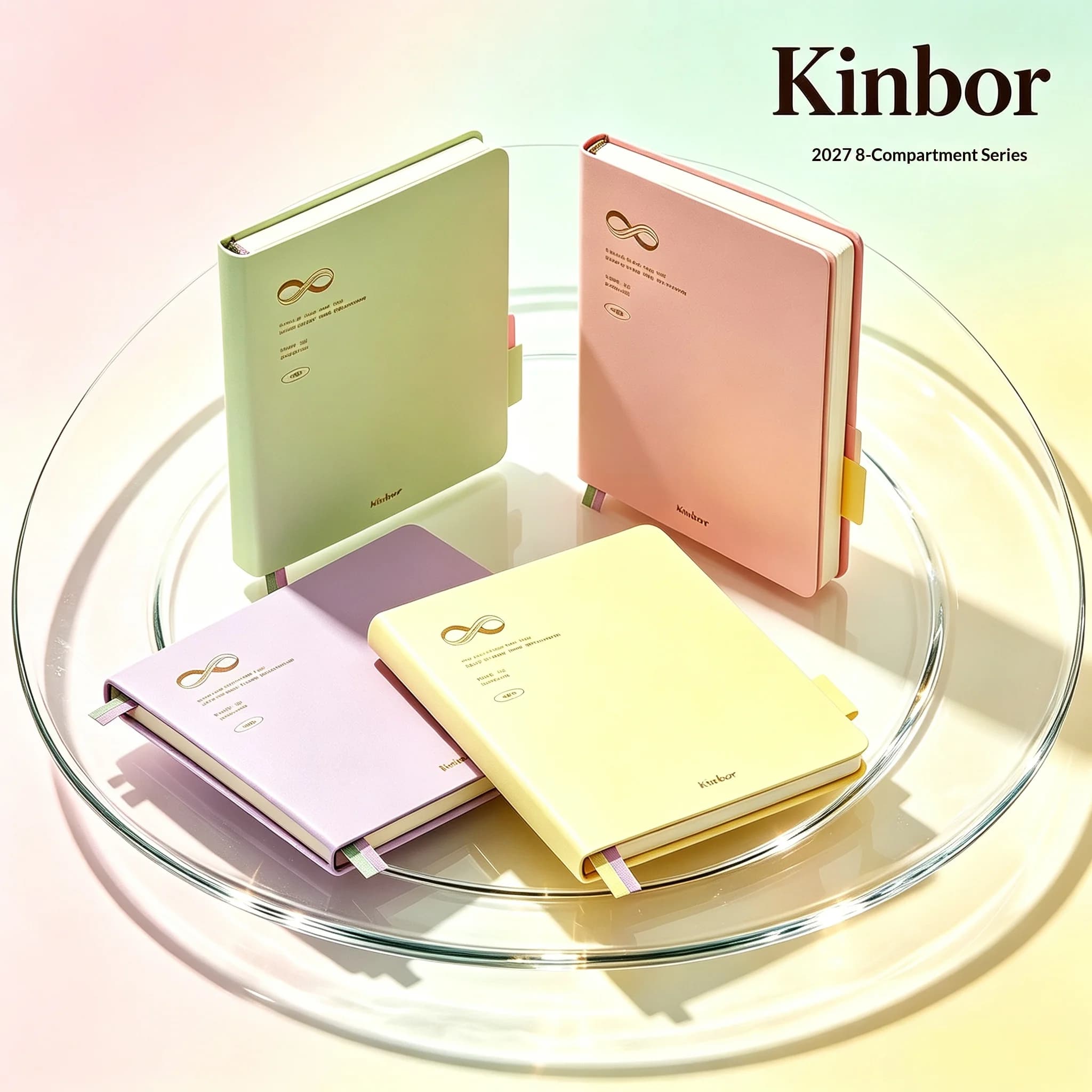 Kinbor 2027 Eight-Grid A5 Agenda Planner Notebook 52g Tomoe River Paper Leather Hardcover Weekly Monthly Schedule Journal Book