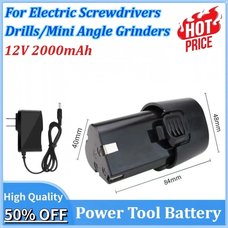 Sostituzione batteria al litio ricaricabile 12V 2.0Ah per cacciaviti elettrici trapani mini smerigliatrici angolari utensili elettrici con caricabatterie