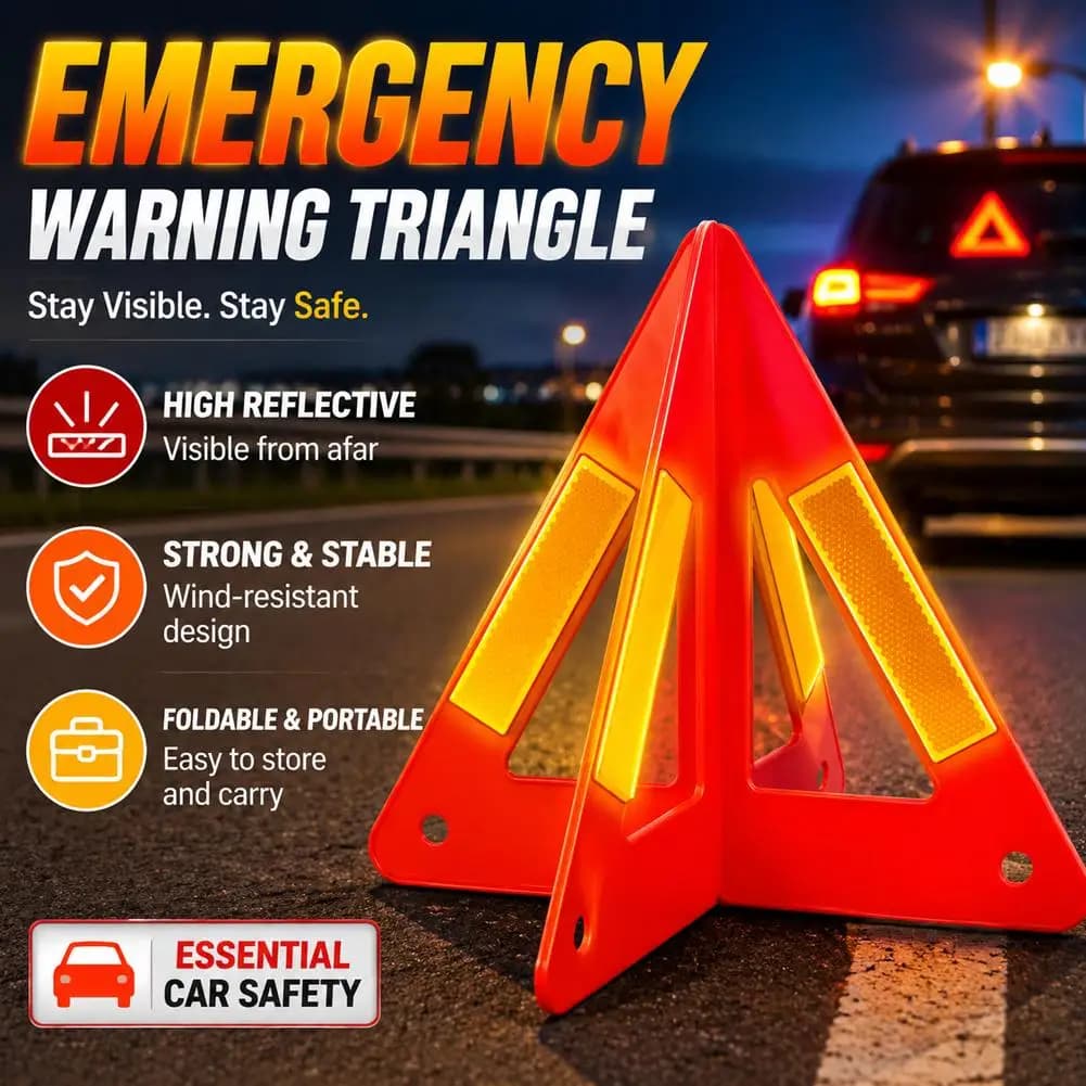 Triangolo di segnalazione riflettente per auto, segnale di emergenza per guasti, triangolo pieghevole con treppiede, strumento di emergenza