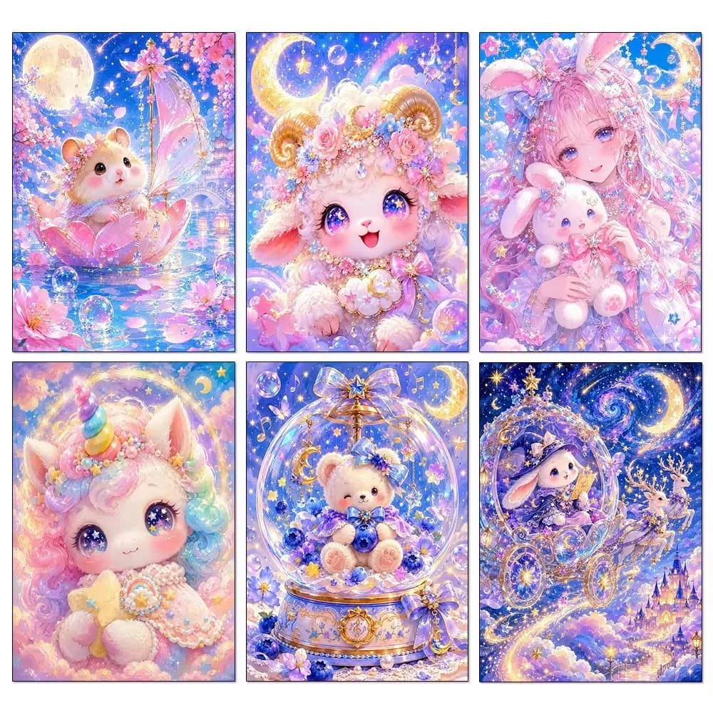 DIY Diamond Painting Magical Starry Cartoon Pets Mosaic, Handcraft Decor, Perfect Present for Indoor Ornament