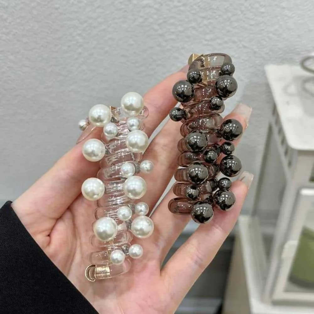 Moda filo telefonico elastico fascia per capelli treccia a bolle cavo telefonico perla cravatta per capelli accessori per capelli elastico a spirale donna