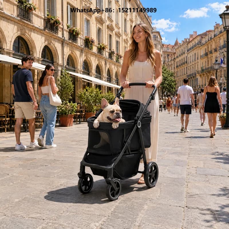 Large Foldable Pet Stroller 4 Wheels Travel Pet Carrier Stroller