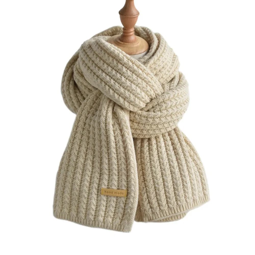 Fashion Thickened Knitted Scarf Winter Warm Outdoor Wraps Women Scarf Solid Color Neckerchief Male and Female