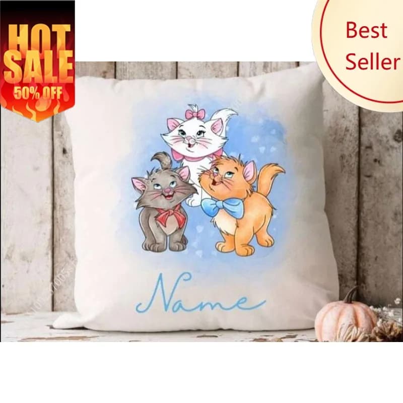 Federa per cuscino degli Aristogatti, federa per cuscino con cartoni animati Disney, decorazione morbida per divano letto, regali per bambini, feste, ragazzi e ragazze, fodera per cuscino personalizzata