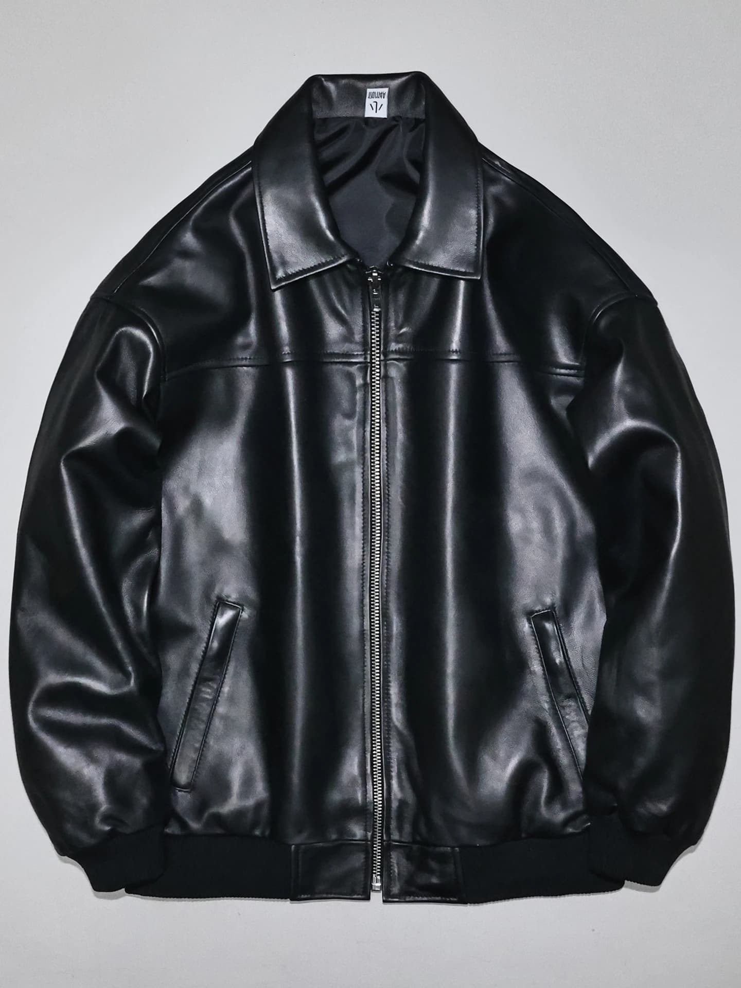 Giacca in Vera Pelle di Agnello da Uomo, Stile Casual Oversize con Colletto Rovesciato, Modello Boyfriend, Tuta da Volo Primaverile, Giovanile e Antivento