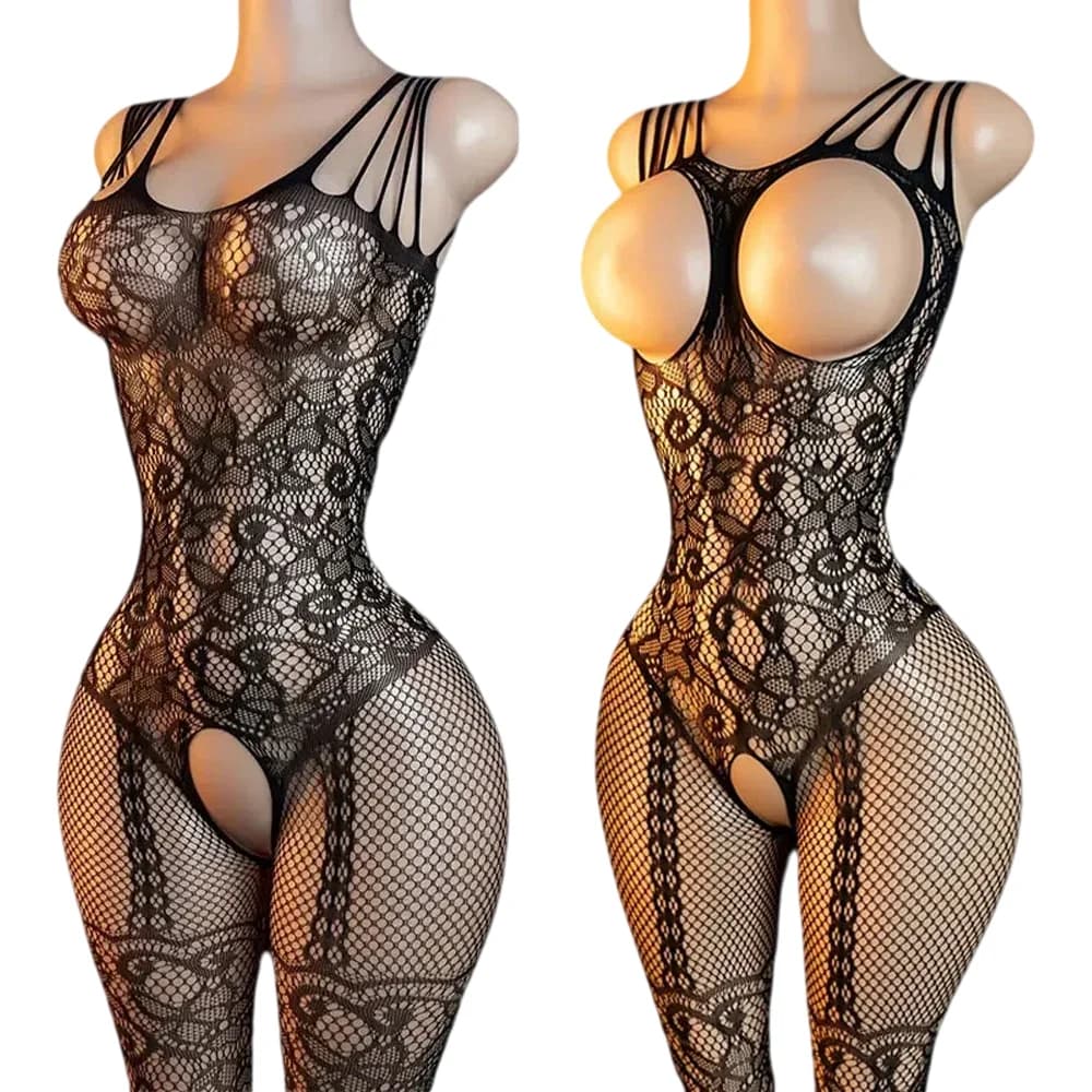 Lingerie sexy da donna Costume erotico intero Calze per il corpo senza cavallo Seno aperto Collant porno Intimo a rete Babydoll sessuali