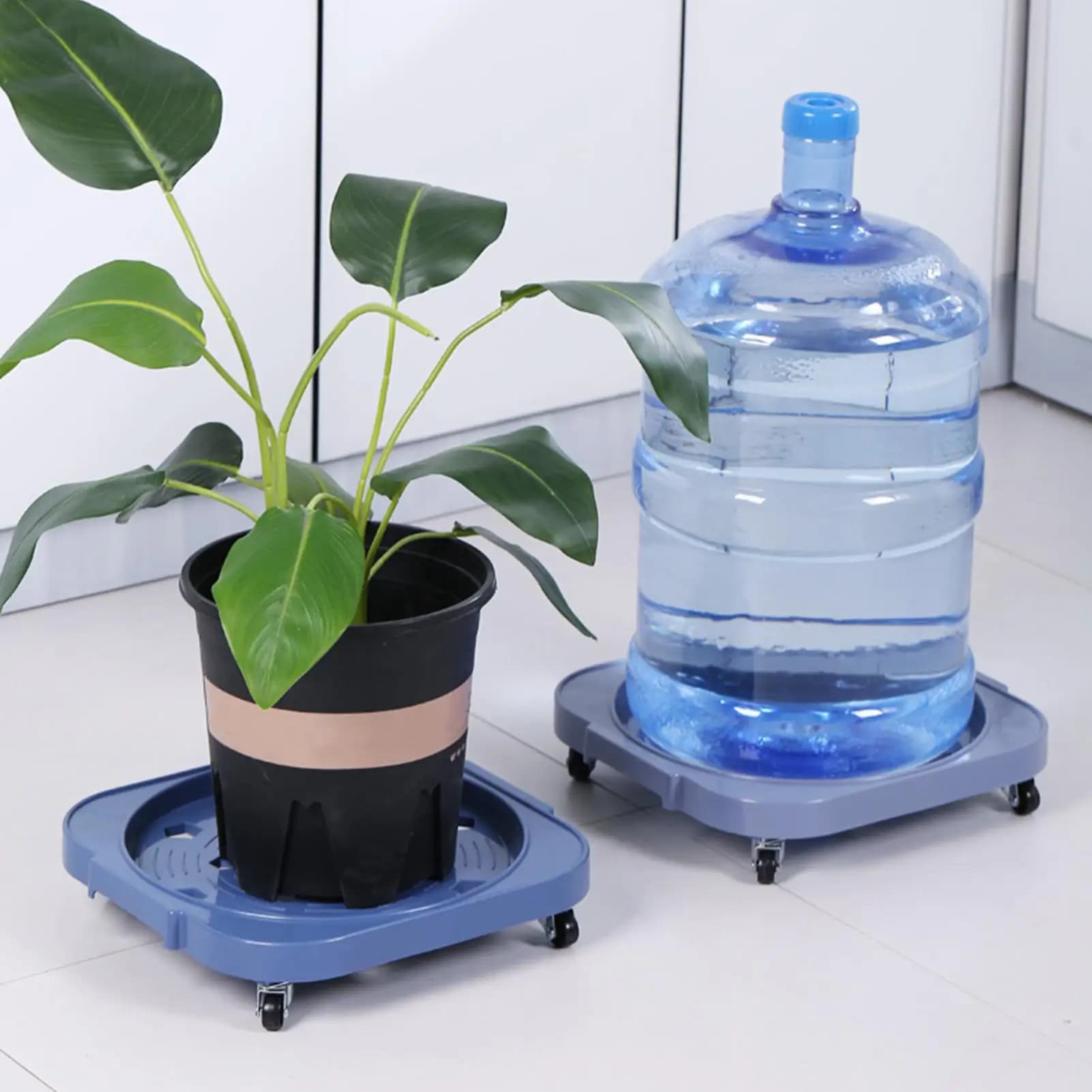 Bearing cart with wheels for 5 gallon water bottles, garden pot holder, plant trolley, gas tank base, mobile support.