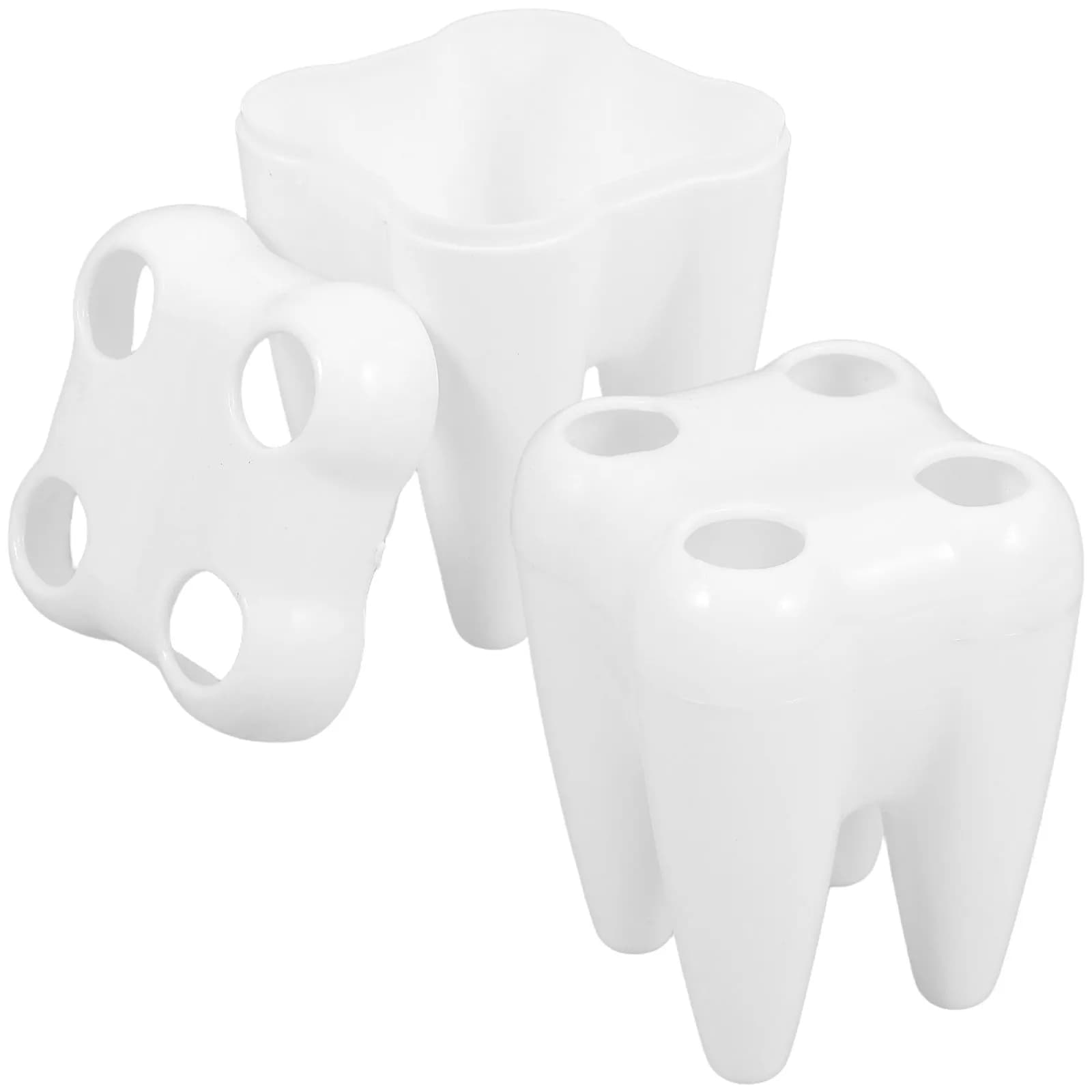 Set di 2 Portaspazzolini alla Moda, Eleganti Accessori da Bagno a Forma di Dente, Organizzatore per Spazzolini da Denti da Appoggio per la Famiglia