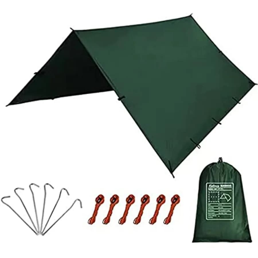 Telo Impermeabile Multifunzionale per Campeggio, Tenda, Amaca e Protezione Antipioggia 10X10FT/10X15FT, Telo Leggero per Campeggio ed Escursionismo