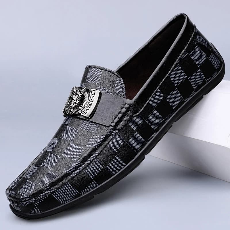 Mocassini da Uomo in Vera Pelle di Vacchetta Stile Britannico Casual, Traspiranti con Suola Piatta in Gomma