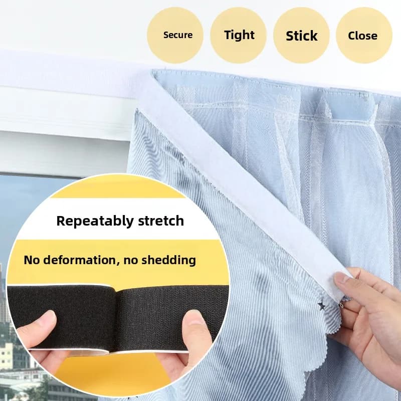 Magic Tape Curtain No Drilling Installation Door Curtain Cabinet Bookelf oe Cabinet Dust Proof Curtain Adhesive Strip