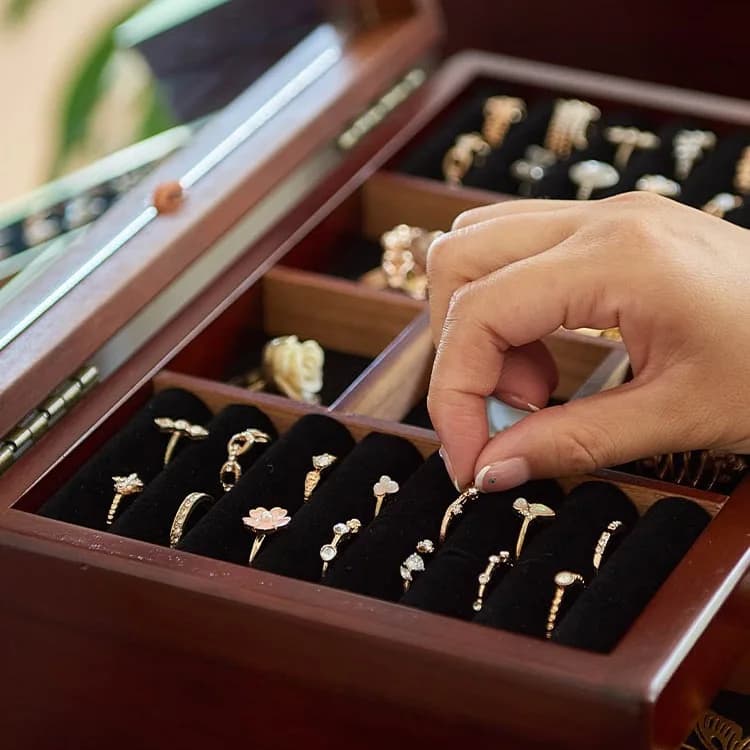 Custom Solid Wood Jewelry Box Wooden Storage Vintage Multi-layer Drawer Large Capacity Earrings Necklace Anti-oxidation