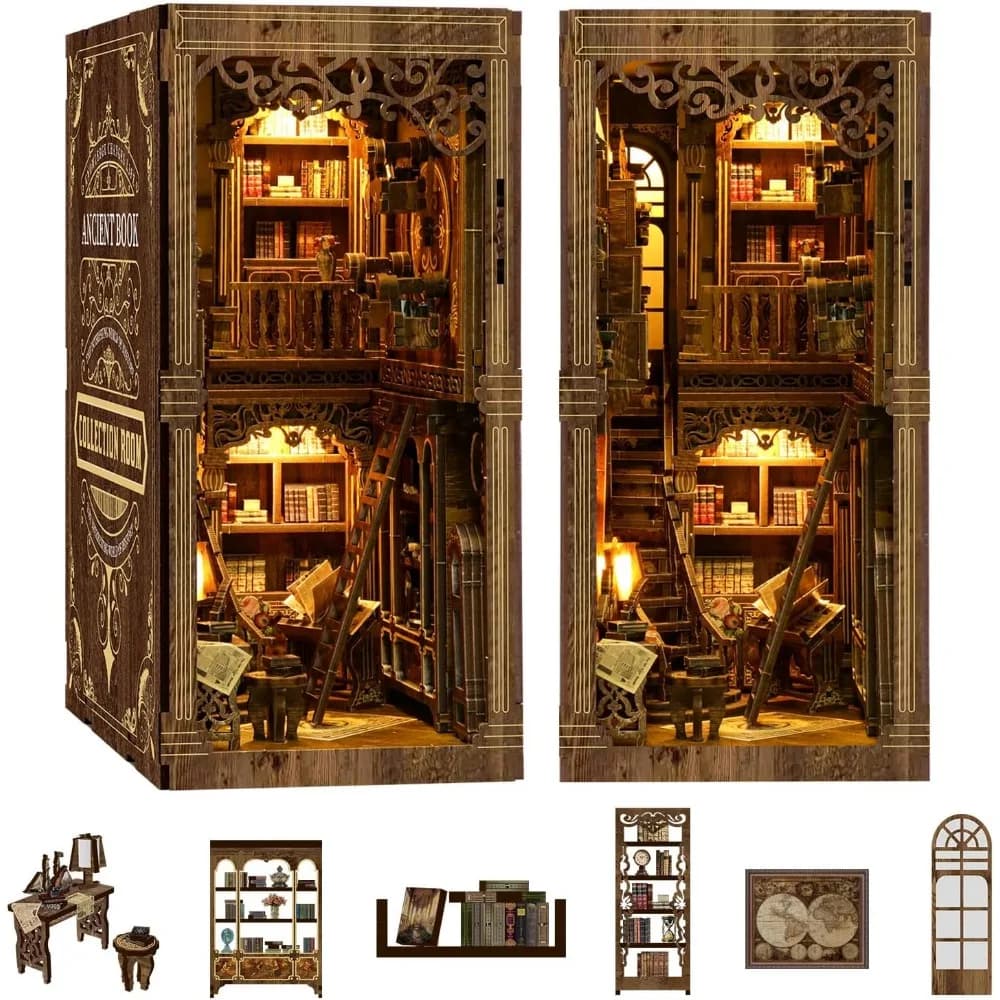 Kit angolo libro puzzle in legno 3D - Scaffale angolare decorativo per adulti e adolescenti, regalo ideale per la famiglia e gli amici
