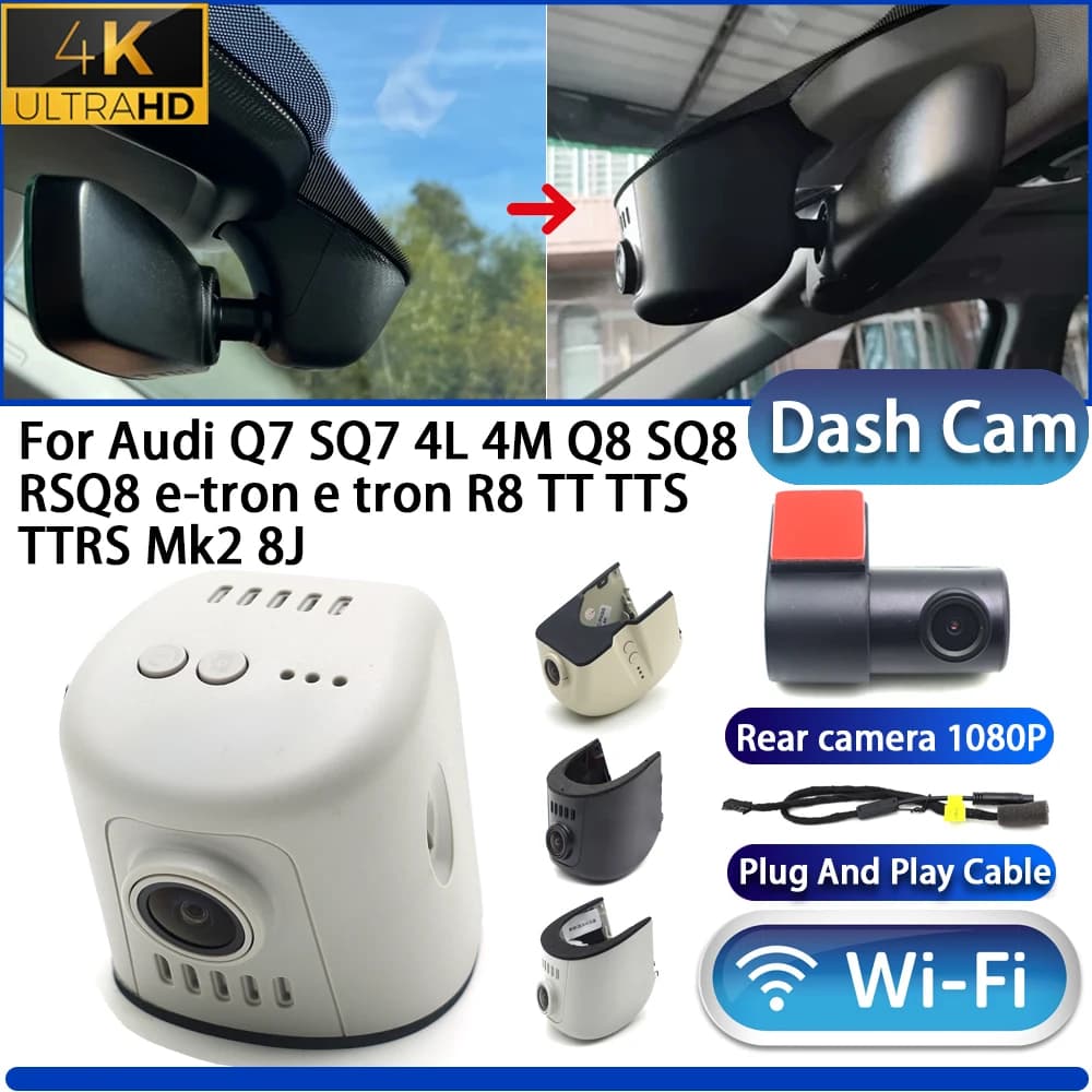 DVR camera for dashboard with Wi-Fi Plug & Play for Audi Q7 SQ7 4L 4M Q8 SQ8 RSQ8 e-tron and tron R8 TT TTS TTRS Mk2 8J 4K