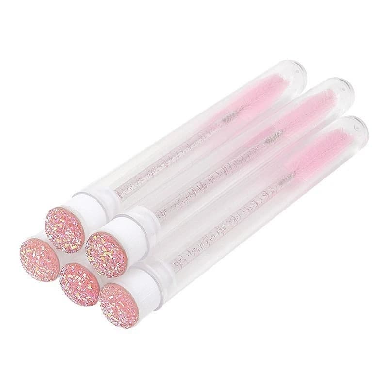 10pcs With Reusable Sparkling Eyelash Brush Tubes Wands Makeup Tools Lash Spoolies With Container Case In Tubes Lash Mascara