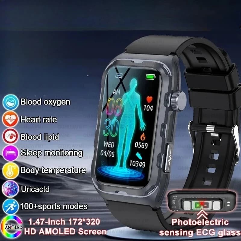 Xiaomi 2026 Nuovo Smartwatch con ECG PPG, Monitoraggio Pressione Sanguigna, Acido Urico, Frequenza Cardiaca, Chiamate Bluetooth, Touch Screen