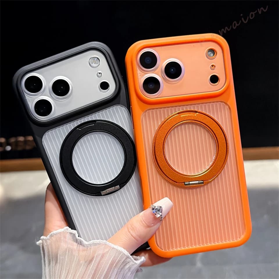 Stand Magnetic Phone Case For iPhone 18 11 12 13 14 15 16 17 Pro Max 14 Plus Magsafe 360 Corrugated Shockproof Protector Cover