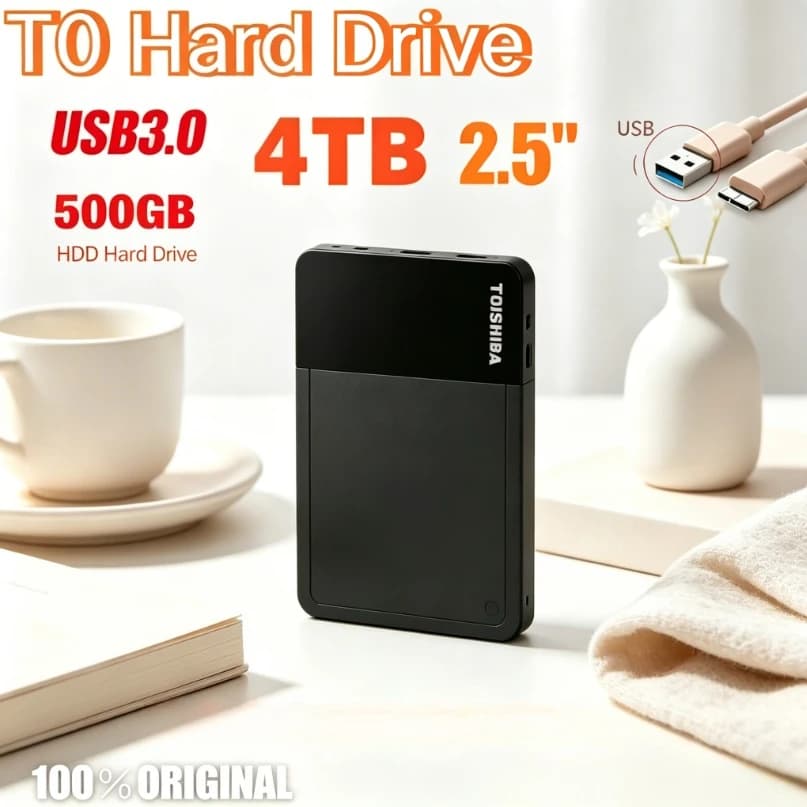 Toshiba T02pcs Portable External High Speed USB Storage Disk Compatible Laptop Desktop Mac Android Mobile Data Backup Hard Drive